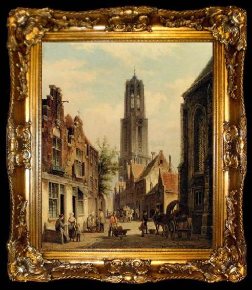framed  unknow artist European city landscape, street landsacpe, construction, frontstore, building and architecture. 302, ta009-2